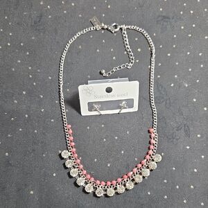 Chic Silver and Pink Necklace Set